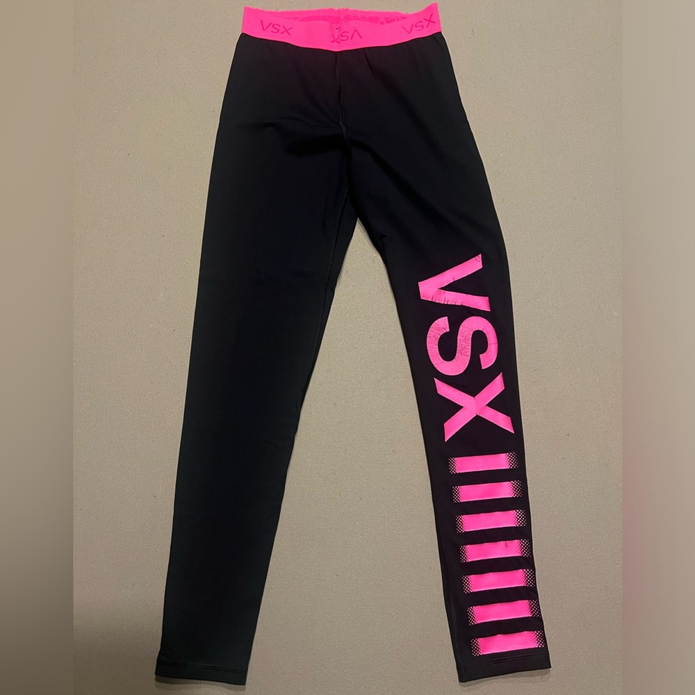 Victoria’s Secret Black Leggings with Pink Lettering Size M